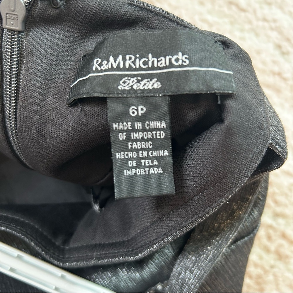 R&M Richards Shimmer Charcoal Midi Dress with Jacket Beaded Waist Size 6P Formal - Picture 14 of 16